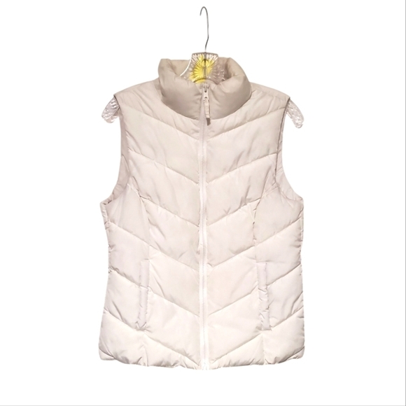 Cole Haan Jackets & Blazers - Cole Haan Womens Quilted Puffer Chevron Design Vest Size XS Ivory Winter White